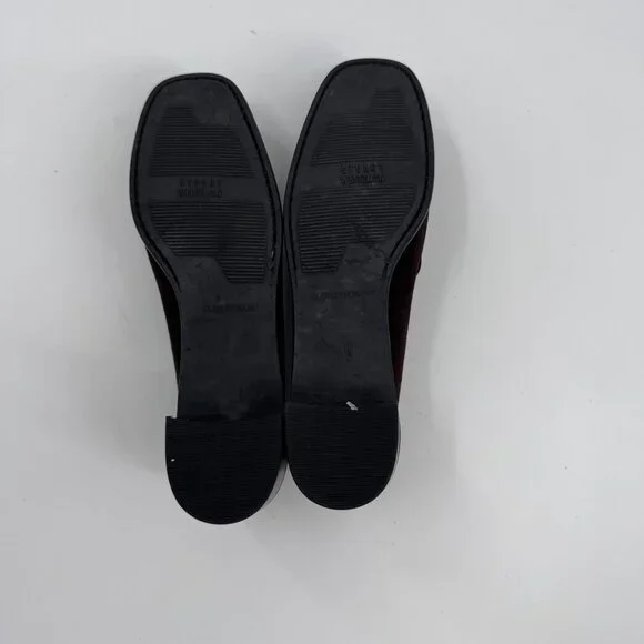 Stuart Weitzman Narrow Dark Brown Suede Loafers 7.5 AA With Chain Detail - Picture 7 of 9